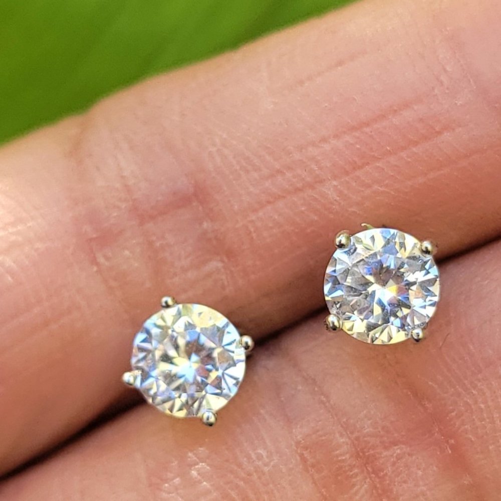 Solitaire Cz Diamond Solid 925 Sterling Silver St… - image 4